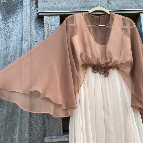 Vintage 60s emma doml sheer cape dress 16 - Picture 3 of 8